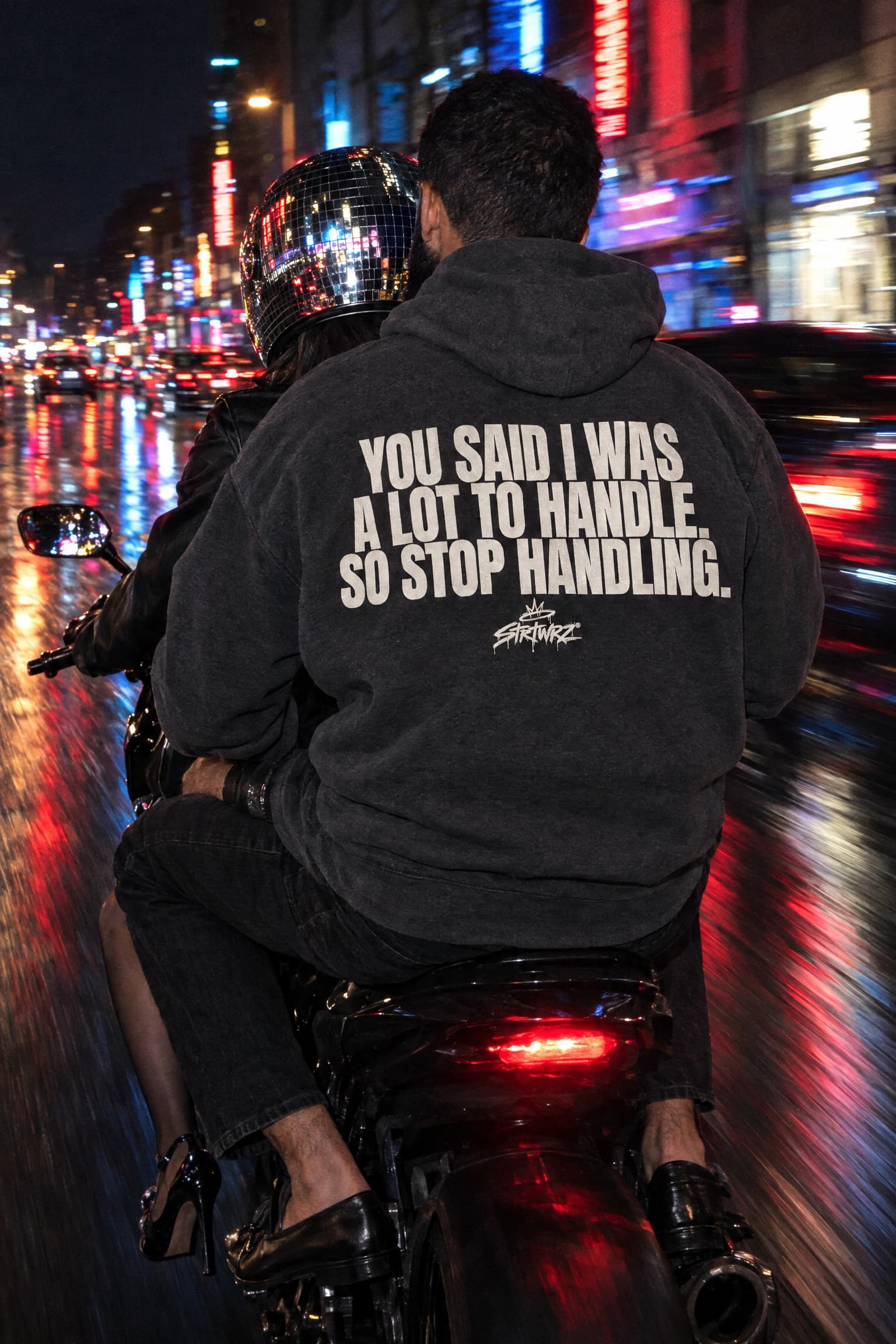 Stop Handling in Charcoal, back print