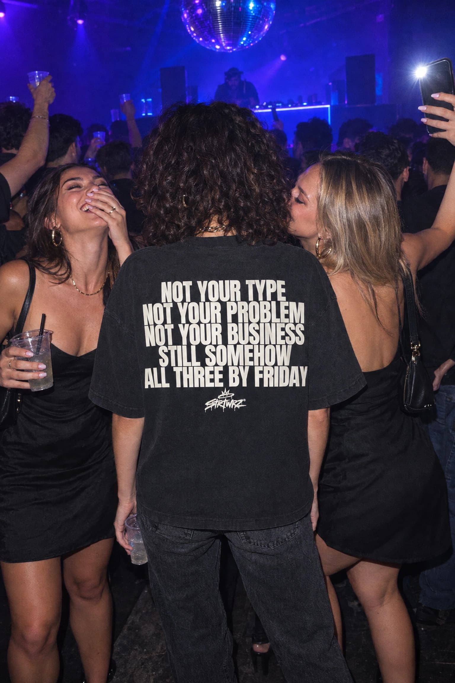 All Three By Friday in Black, back print