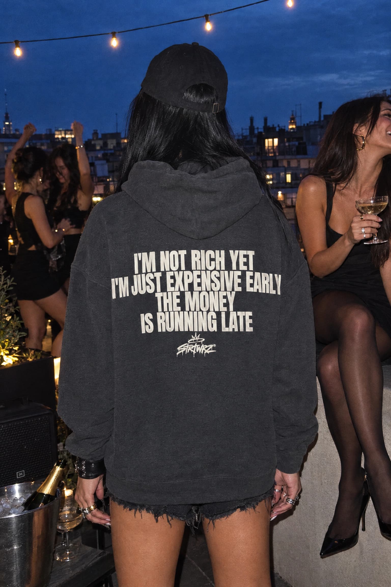 Expensive Early in Charcoal, back print