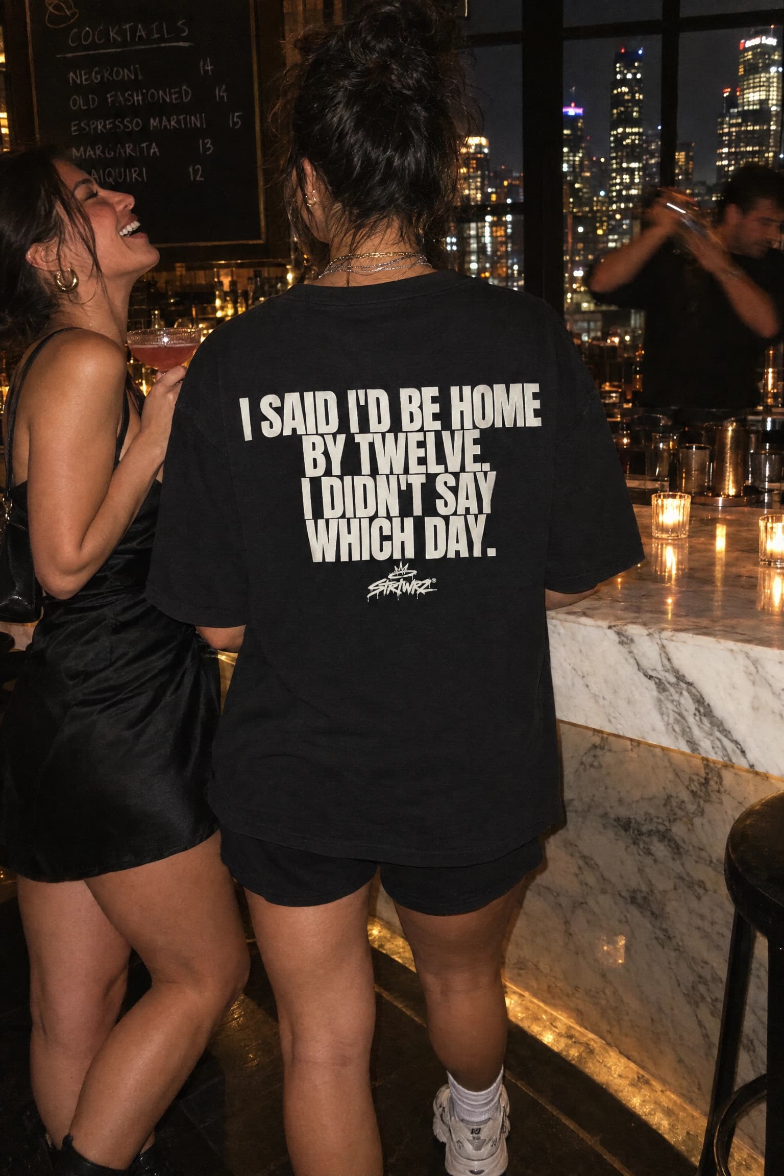 Home By Twelve in Black, back print